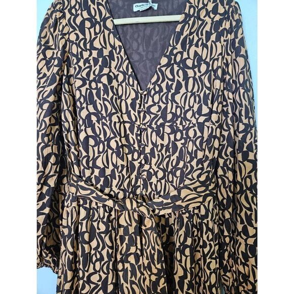 Charlie Holiday cotton neutral abstract Eyler maxi dress. Size M. NWT. - Picture 2 of 6